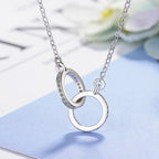 Fashion Zircon Geometric Shape Double Ring Necklace