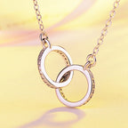 Fashion Zircon Geometric Shape Double Ring Necklace
