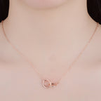 Fashion Zircon Geometric Shape Double Ring Necklace