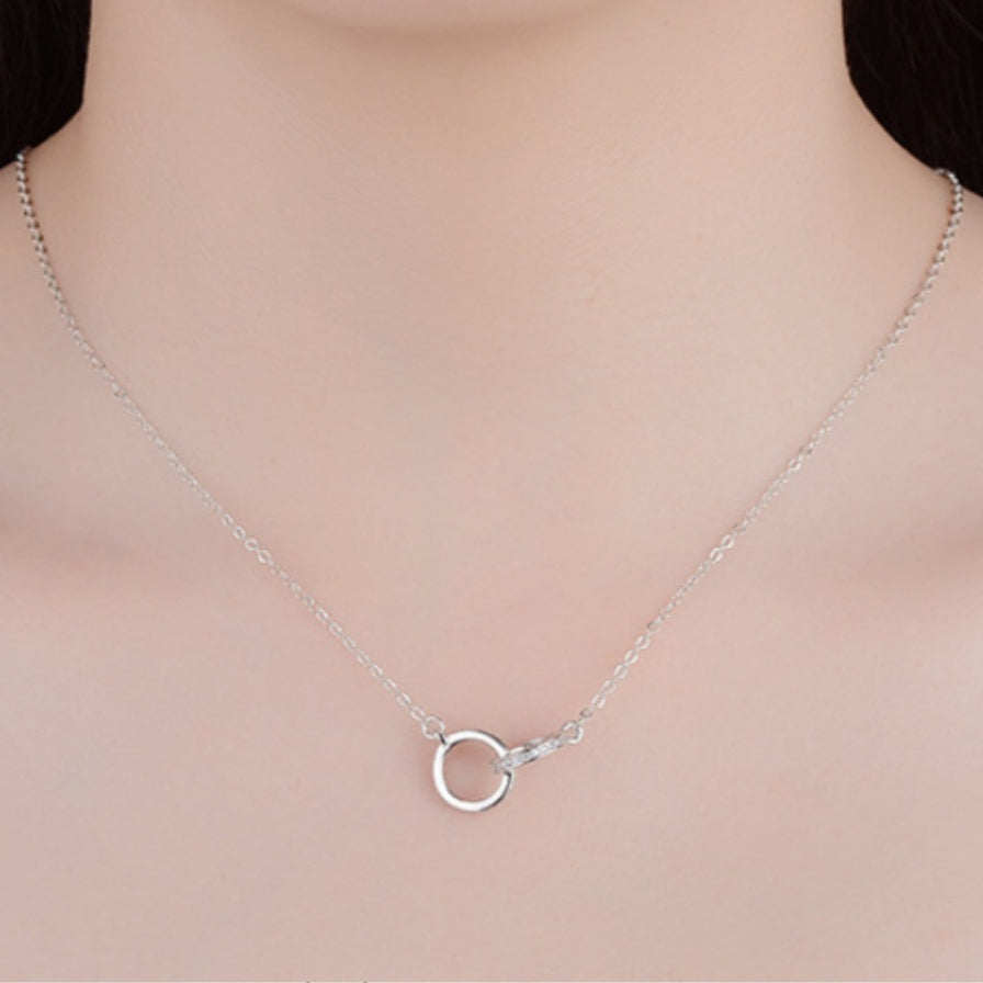 Fashion Zircon Geometric Shape Double Ring Necklace
