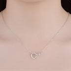Fashion Zircon Geometric Shape Double Ring Necklace