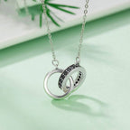 Fashion Zircon Geometric Shape Double Ring Necklace