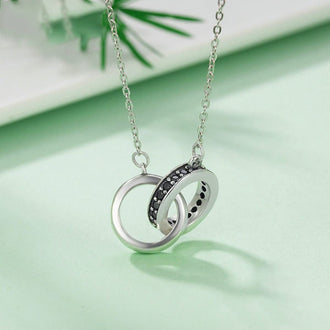 Fashion Zircon Geometric Shape Double Ring Necklace